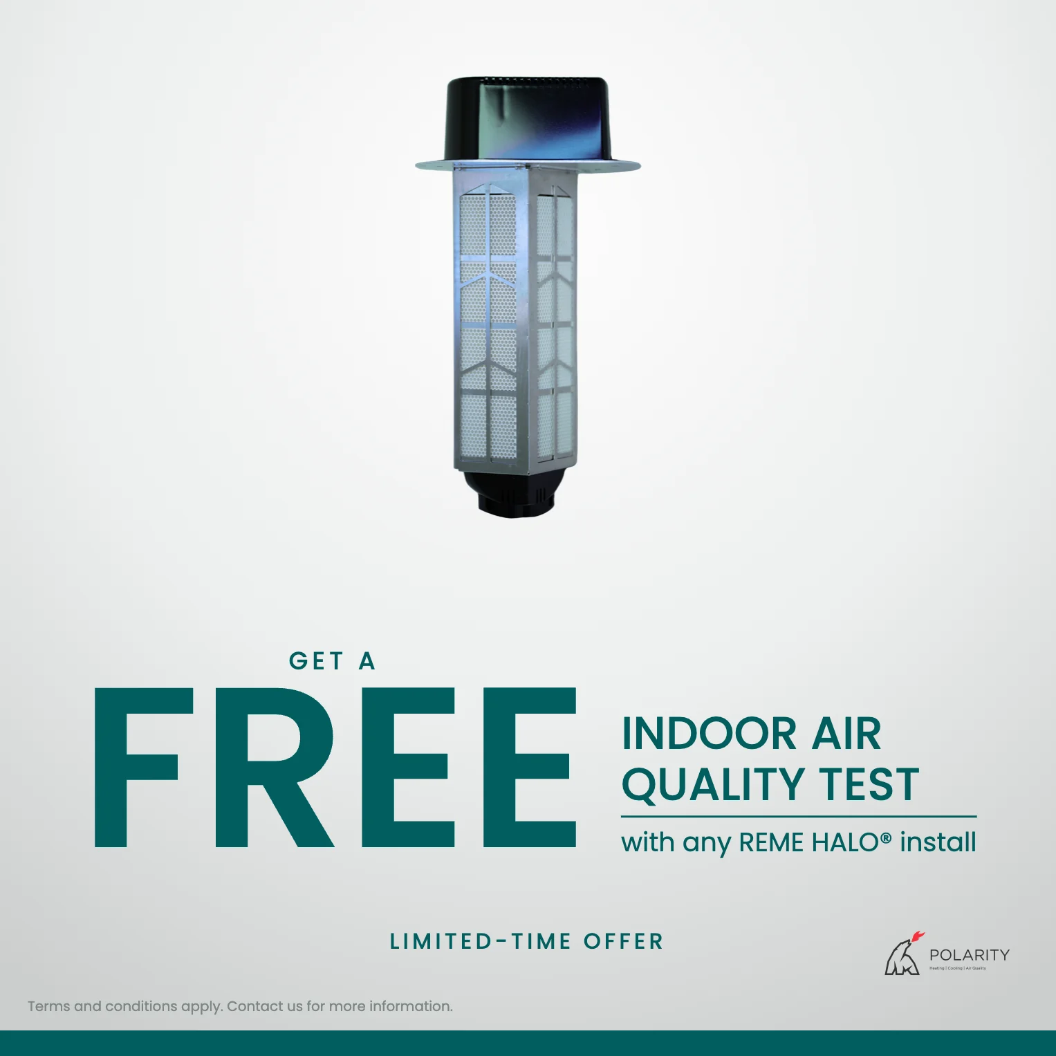 Free indoor air quality test with any REME HALO install